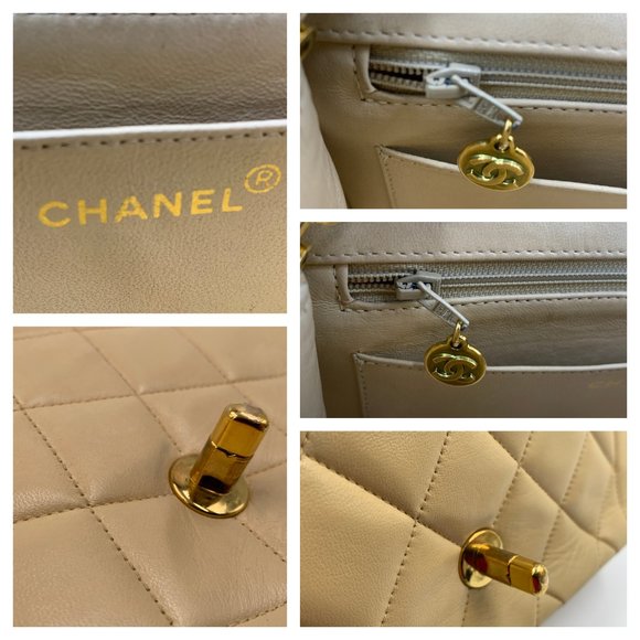 Authentic CHANEL Lambskin Small Diana Single Chain Single Flap Bag Beige - Picture 8 of 15